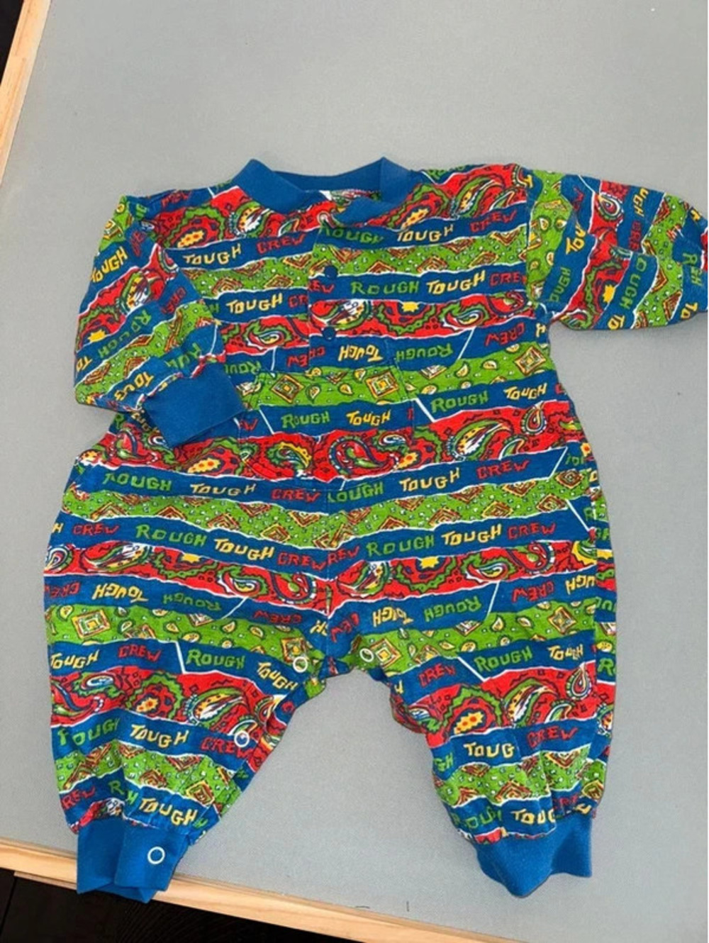 Vintage vitamins 6-9 months bubble romper color block 90s baby